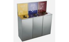 Gomate - Model GMT-313 - Three Compartment Decorative Square Eco Dustbin