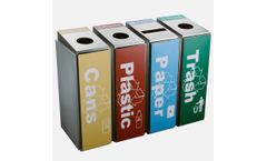 Gomate - Model GMT-403 - Four Compartment Decorative Stainless Steel Recycling Bins