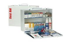 First Aid Only - Model 90572AC - 75 Person 2 Shelf First Aid Metal Cabinet, ANSI A+, Type I & II, with Medications